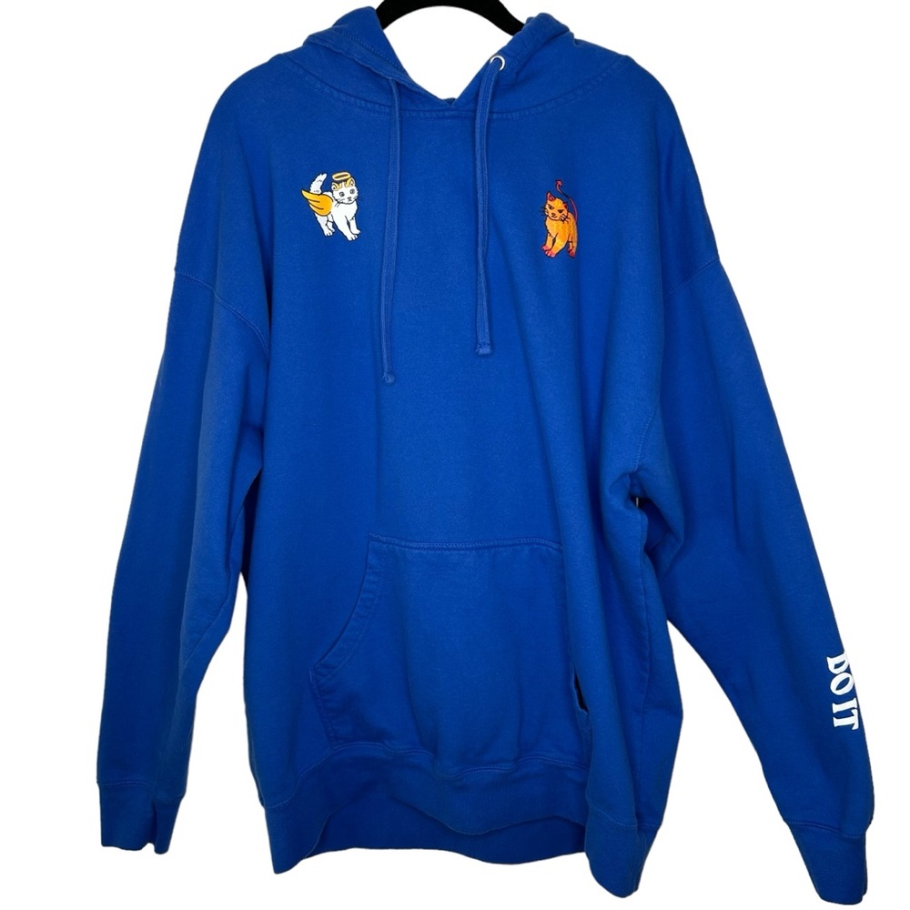 Emma Chamberlain Cat Do It Don’t Do It Graphic Sweatshirt Hoodie Blue XXL
